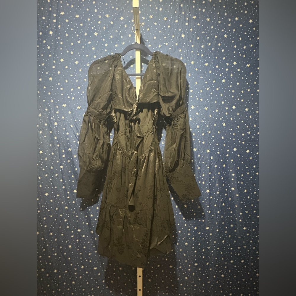Mustard Seed Black Ruffled Bishop Sleeve Sundress Small NWT